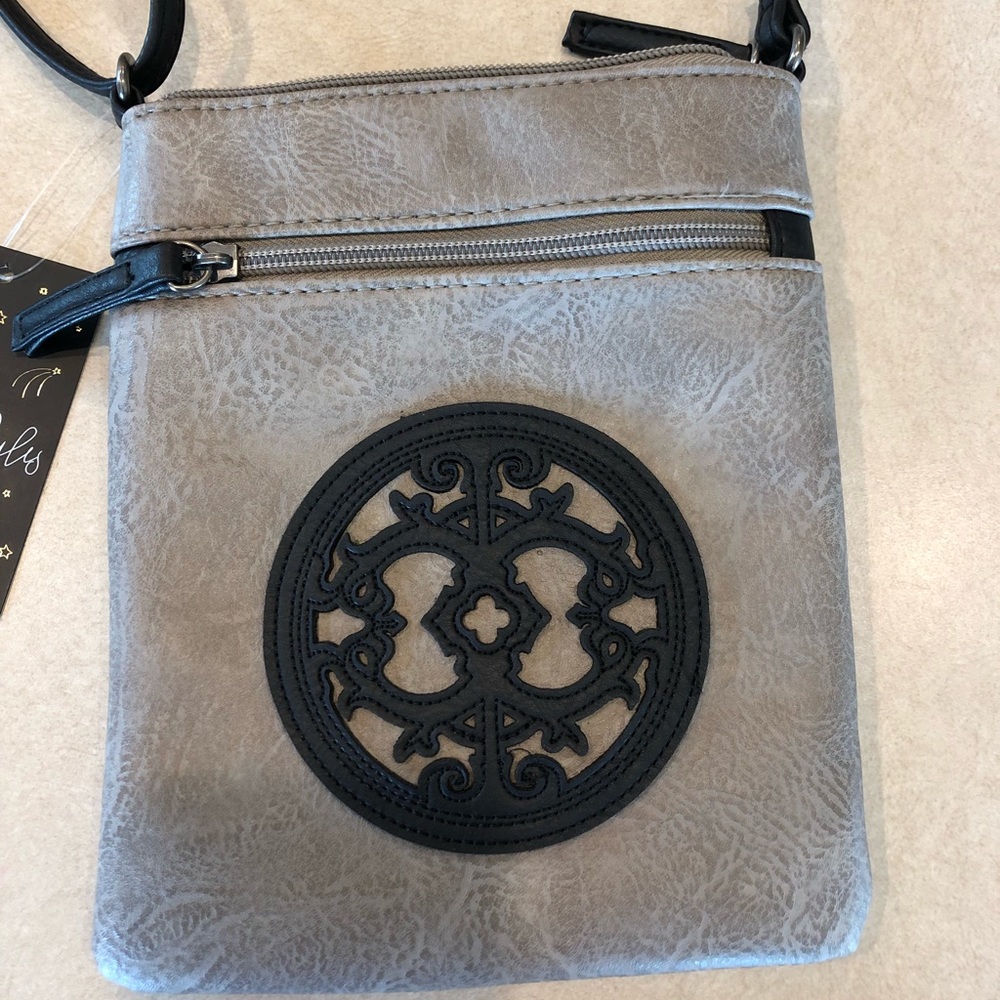 Small Gray Medallion Cross Body Purse